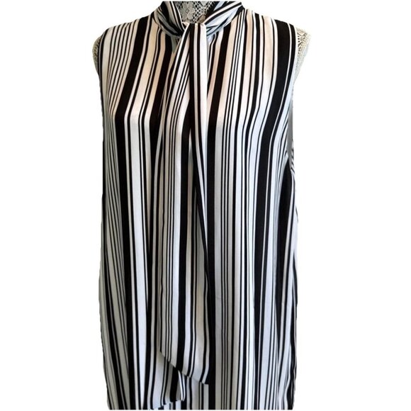 Michael Kors Tunic Striped Black And White Short Dress With Tie Woman’s 14 - Picture 10 of 16